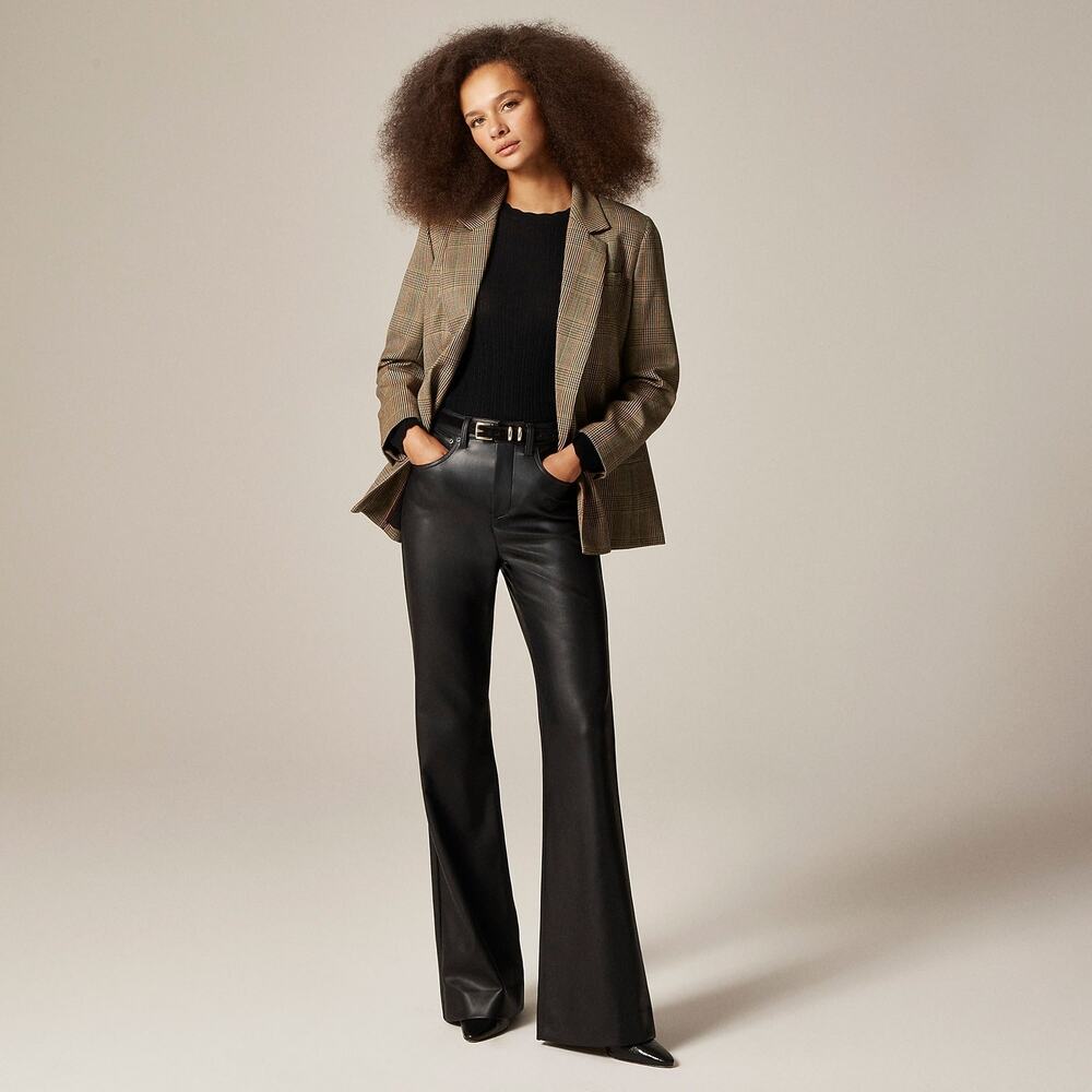J. Crew Women's Vintage Flare Leg Pants in Faux Leather Black Size 37 NWT
